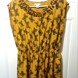 Bar III Mustard Fingerprint Butterfly Dress